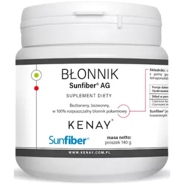 Kenay Błonnik Sunfiber AG 140g 100% rozpuszczalny vege - suplement diety Guar Błonnik Pokarmowy japoński
