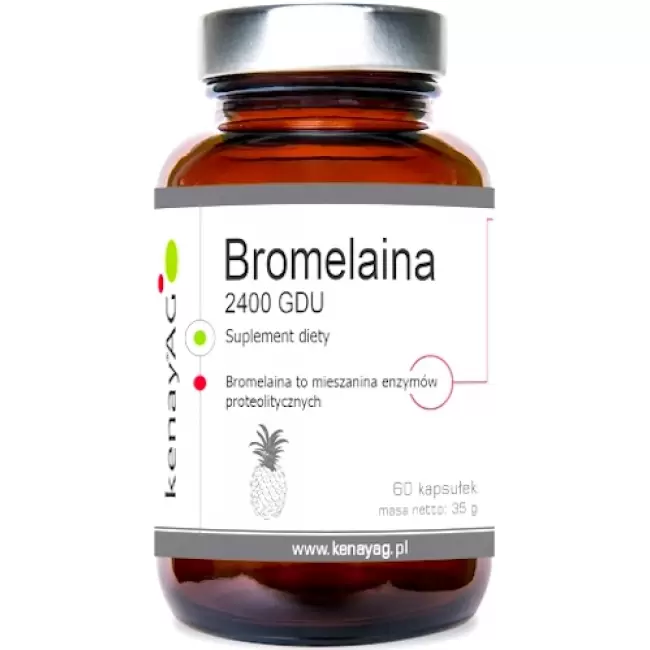 Kenay Bromelaina 2400GDU 60kaps Bromelina - suplement diety Trawienie Sarkopenia