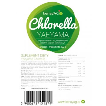 Kenay Chlorella Yaeyama 200g proszek rozbite ściany - suplement diety