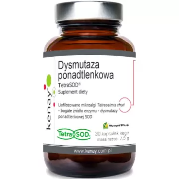 Kenay Dysmutaza ponadtlenkowa TetraSOD 30kaps vege Liofilizowane algi enzym SOD