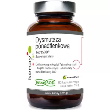 Kenay Dysmutaza ponadtlenkowa TetraSOD 60kaps vege Liofilizowane algi enzym SOD