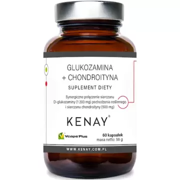 Kenay Glukozamina 1200mg + Chondroityna 500mg 60kaps vege - suplement diety Stawy mega Dawka