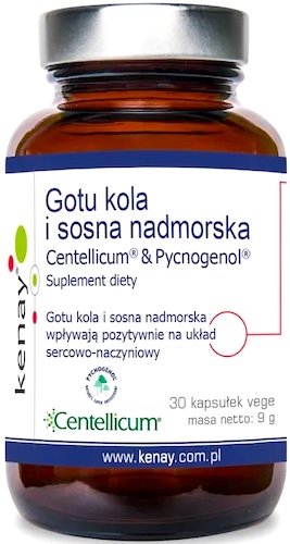Kenay Gotu Kola i Sosna Nadmorska Kora 30kaps vege Pycnogenol + Centellicum - suplement diety