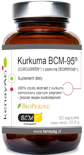 Kenay Kurkuma BCM-95 375mg z piperyną 60kap 100% czysty ekstrakt - suplement diety