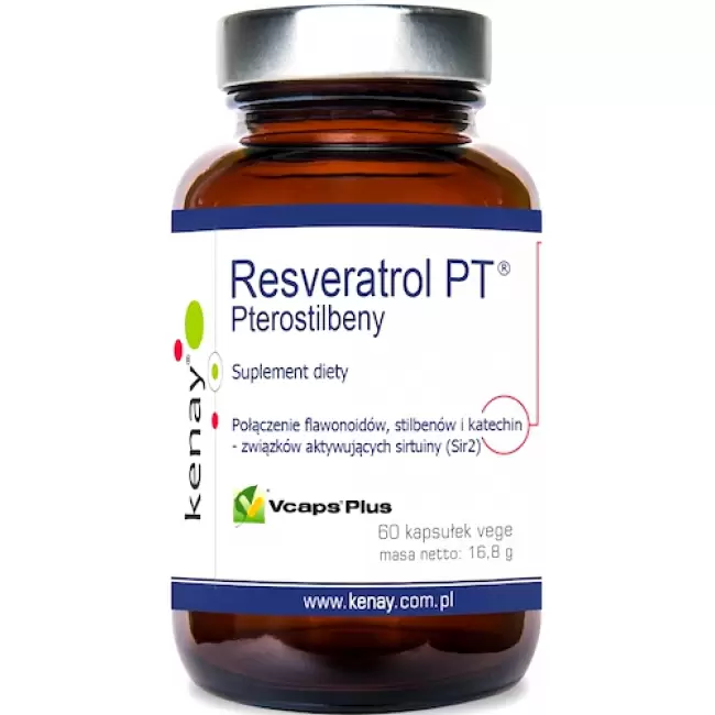 Kenay Resveratrol PT Pterostilbeny 60kaps vege - suplement diety Resweratrol serce