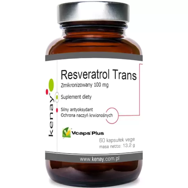 Kenay Resweratrol Trans Ekstrakt 100mg 60kaps Rdest Resveratrol - suplement diety