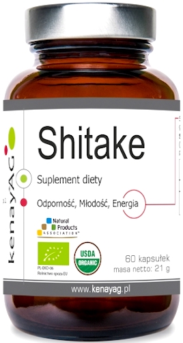 Kenay Shitake BIO 350mg 60kaps Grzybek Poku - suplement diety Odporność, Młodość, Energia