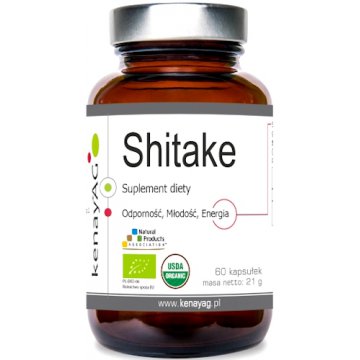 Kenay Shitake BIO 350mg 60kaps Grzybek Poku - suplement diety Odporność, Młodość, Energia