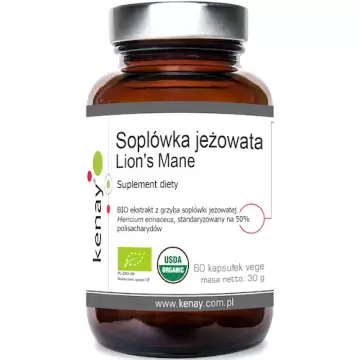 Kenay Soplówka jeżowata BIO 60kaps vege Ekstrakt Lion's Mane 50% polisacharydów