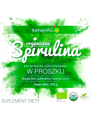 Kenay Spirulina BIO organiczna w proszku 200g Certyfikowana - suplement diety