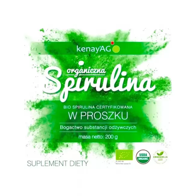 Kenay Spirulina BIO organiczna w proszku 200g Certyfikowana - suplement diety