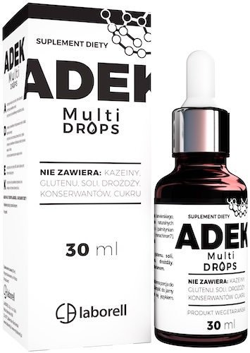 Laborell Witamina ADEK Multi Drops 30ml krople vege - suplement diety Kompleks Witamin A+D3+E+K2 mk7