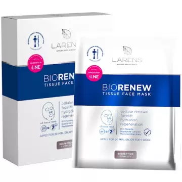 LARENS BIO Renew Tissue Face Mask 4szt Regenerujące maski-kompresy do twarzy Peptydy Kolagen -10% z kodem: WELLU10