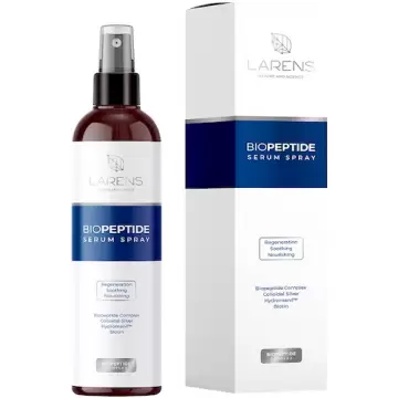 LARENS Biopeptide Serum Spray 250ml Silnie regeneruje i odżywia twarz, skórę, włosy Peptydy Biotyna Srebro Koloidalne -10% z kodem: LATO23