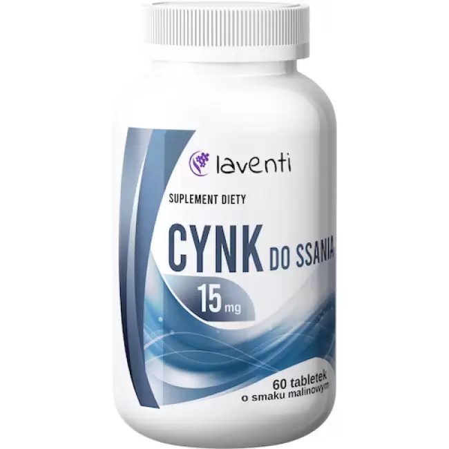 Laventi Cynk Cytrynian do ssania 15mg 60tab smak malinowy - suplement diety