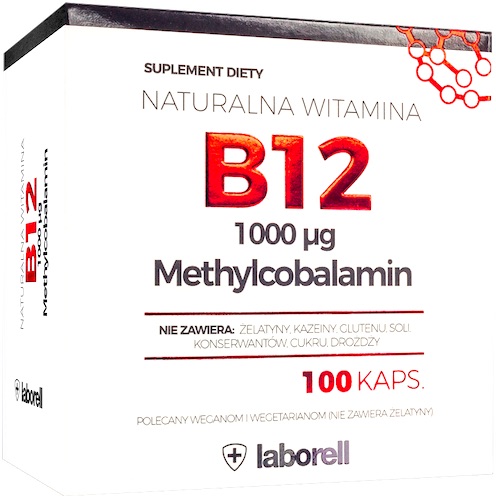 Laborell Witamina B12 1000mcg Methylocobalamin 100kaps B-12 Metylokobalamina- suplement diety