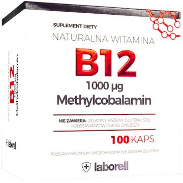 Laborell Witamina B12 1000mcg Methylocobalamin 100kaps B-12 Metylokobalamina- suplement diety