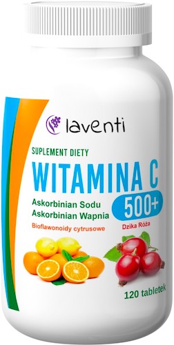 Laventi Witamina C Buforowana 500+ Bioflawonoidy cytrusowe Dzika Róża 120kaps - suplement diety