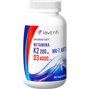 Laventi Witamina K2 + D3 90kaps vege (K2 mk7 200mcg + D3 4000IU) - suplement diety k-2 d-3