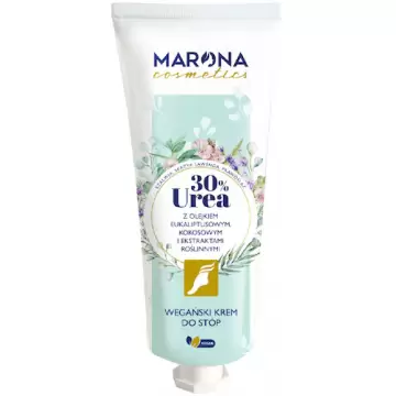 Marona Cosmetics Krem do stóp wegański z mocznikiem 100ml Urea 30% Olejek eukaliptusowy, kokosowy, Ekstrakty roślinne