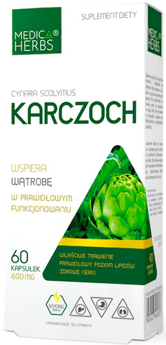 Medica Herbs Karczoch 60kaps - suplement diety 5% Cynaryny, Wątroba, Trawienie
