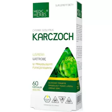 Medica Herbs Karczoch 60kaps - suplement diety 5% Cynaryny, Wątroba, Trawienie
