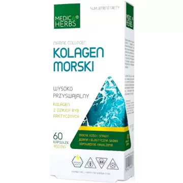 Medica Herbs Kolagen Morski Rybi 60kaps - suplement diety Stawy Włosy Skóra