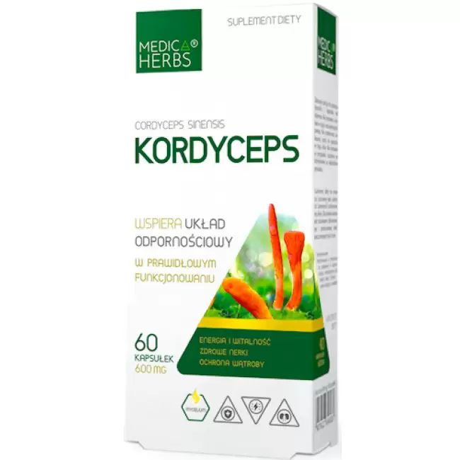 Medica Herbs Kordyceps 60kaps - suplement diety Układ Odpornościowy Energia Nerki Wątroba