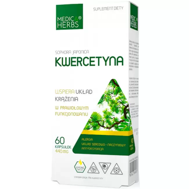 Medica Herbs Kwercetyna 95% 60kaps - suplement diety Układ Krążenia Alergia