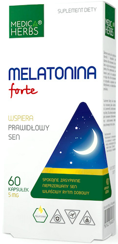 Medica Herbs Melatonina Forte 5mg 60kaps - suplement diety Prawidłowy Sen