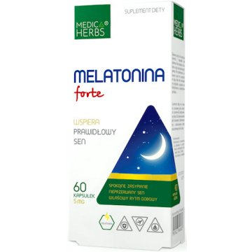 Medica Herbs Melatonina Forte 5mg 60kaps - suplement diety Prawidłowy Sen