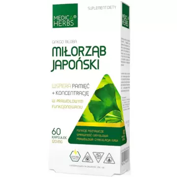 Medica Herbs Miłorząb Japoński 60kaps Ginkgo Biloba - suplement diety Pamięć Koncentracja