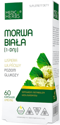Medica Herbs Morwa Biała (1-DNJ) 60kaps - suplement diety Cukrzyca, Metabolizm