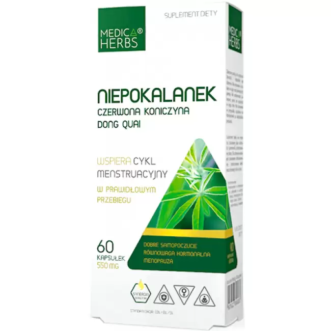 Medica Herbs Niepokalanek 550mg 60kaps - suplement diety Menstruacja, Miesiączka