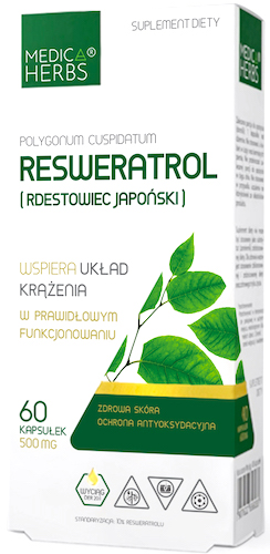 Medica Herbs Resweratrol Rdestowiec Japoński 60kaps - suplement diety 10% Resveratrol, Krążenie