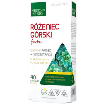Medica Herbs Różeniec Górski Forte 520mg 40kaps Rhodiola - suplement diety Pamięć Koncentracja