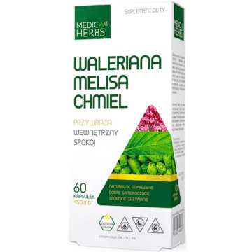 Medica Herbs Waleriana Melisa Chmiel 60kaps - suplement diety Spokój, Odprężenie, Sen