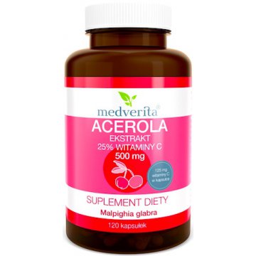 Medverita Acerola 25% ekstrakt 500mg 120kaps - suplement diety