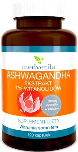 Medverita Ashwagandha ekstrakt 9% witanolidów 120kaps - suplement diety