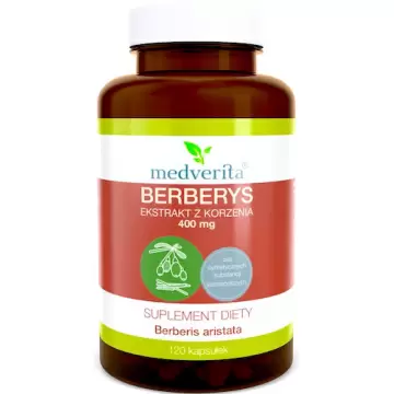 Medverita Berberys ekstrakt z korzenia 400mg 120kaps - suplement diety Berberyna