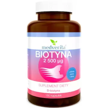 Medverita Biotyna 2500mcg 180kaps - suplement diety Witamina B7