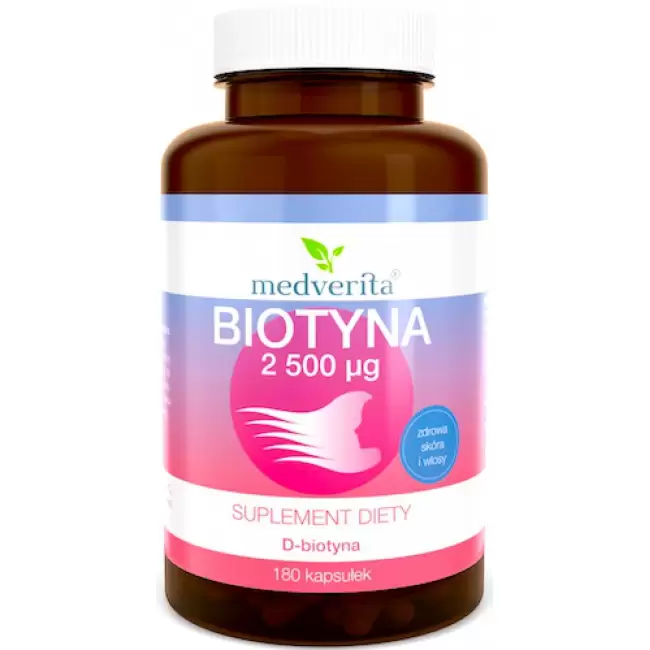 Medverita Biotyna 2500mcg 180kaps - suplement diety Witamina B7