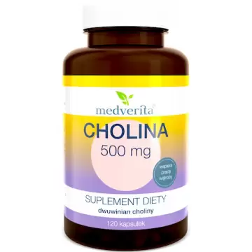 Medverita Cholina Dwuwinian 500mg 120kaps - suplement diety Witamina B4
