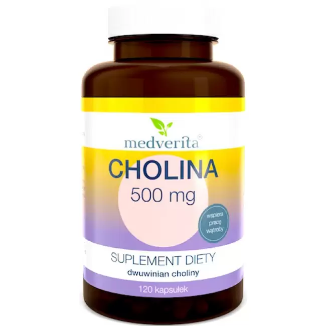 Medverita Cholina Dwuwinian 500mg 120kaps - suplement diety Witamina B4