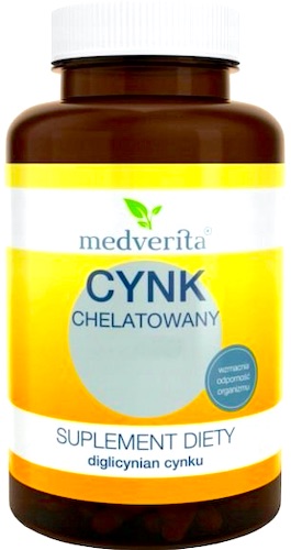 Medverita Cynk chelatowany 15mg diglicynian cynku 180kaps  - suplement diety