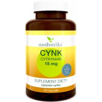 Medverita Cynk Cytrynian 15mg 180kaps - suplement diety