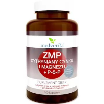 Medverita Cytryniany Cynku i Magnezu + Witamina B6 P-5-P 100kaps ZMP - suplement diety