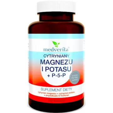 Medverita Cytryniany: Magnez i Potas + Witamina B-6 P-5-P 100kaps - suplement diety