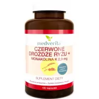 Medverita Czerwone drożdże z ryżu ekstrakt 5% monakolina K 180kaps - suplement diety Cholesterol Karczoch Sosna OPC