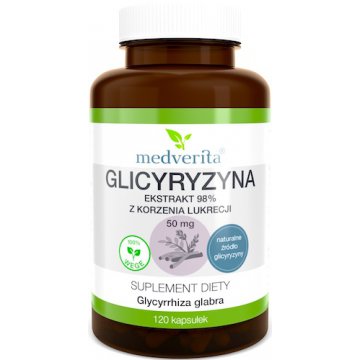 Medverita Glicyryzyna lukrecja ekstrakt 98% z korzenia 50mg 120kaps - suplement diety